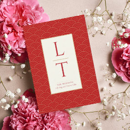 RED CHINESE CHINOISERIE WEDDING INVITATION INBJUDNINGAR