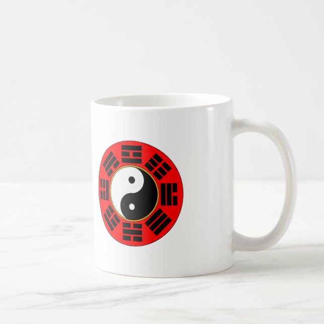 Red Chinese Harmony Bagua Trigram Yin Yang Kaffemugg (Höger)