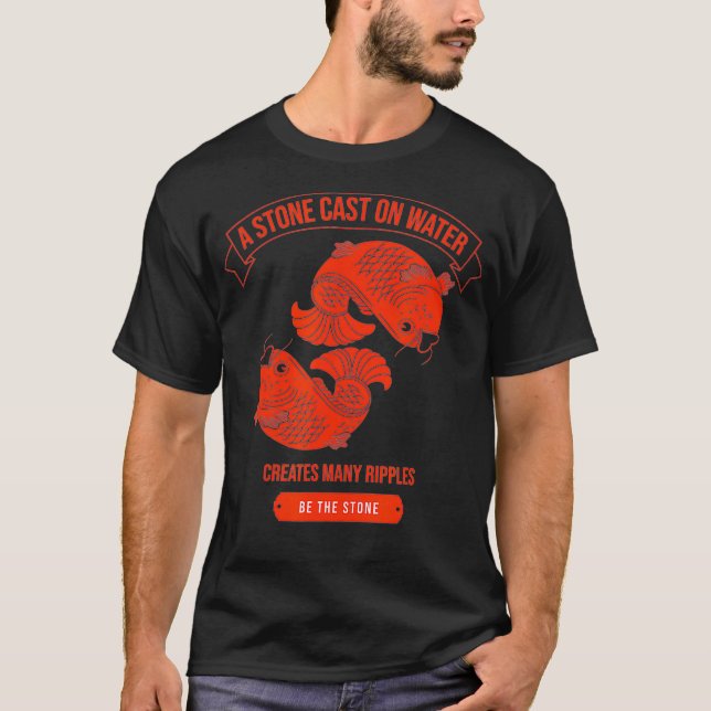 Red Chinese Koi Fish Lanterns Asian Wisdom T Shirt (Framsida)