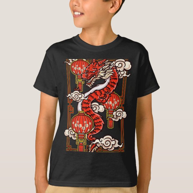 Red Chinese New Year Of The Dragon 2024 Lanterns C T Shirt (Framsida)