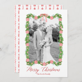 Red Chinoiserie Ornament Garland Grandmillenial Julkort