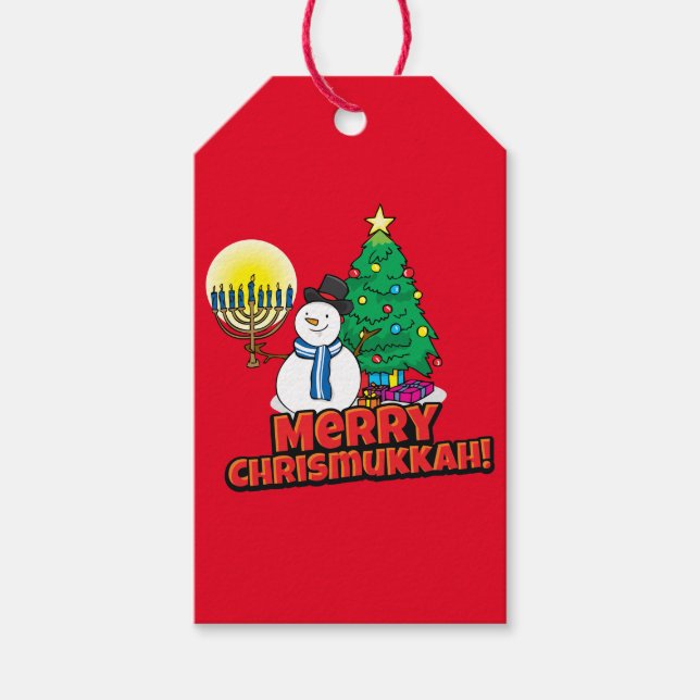 Red Chrismukkah Gift Märkres Presentetikett (Framsidan)