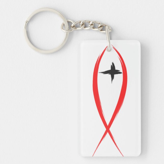 Red Christian Fish with Black Kor Keychain (Framsidan)