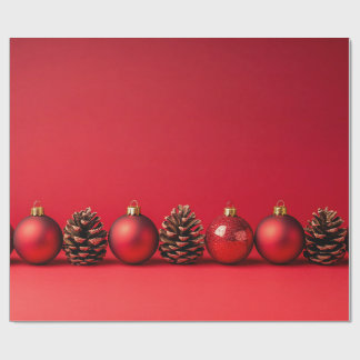 Red Christmas Balls and Pinecones Presentpapper