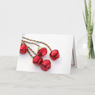Red Christmas Bells Holiday Card Helgkort