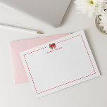 RED CHRISTMAS BOW COQUETTE MISTLETOE PERSONLIG ANTECKNINGSKORT<br><div class="desc">Skåliga och feminina eleganter med platta personliger för julsäsonger har ditt namn i Sans Serif-typsnitt och elegant röd festive i coquette stil med mistletoe och bär. Namn kan lätt vara personlig för att göra en så unik design som du är! Perfekten fick ett anteckningskort för festsäsong.</div>