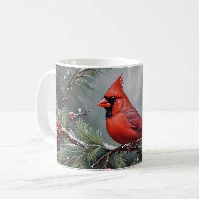Red christmas cardinal kaffemugg (Framsida vänster)