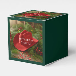 Red Christmas Cowboy Hat Wedding Presentaskar