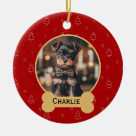 Red Christmas Dog Name Holiday Keepsake Julgransprydnad Keramik