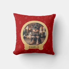 Red Christmas Dog Name Holiday Keepsake Kudde