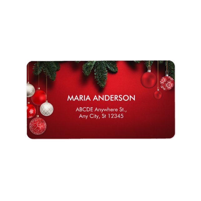 Red christmas elegant adressetikett (Framsidan)