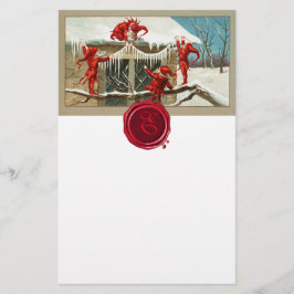 RED CHRISTMAS ELVES OCH ICLES Vax Seal Monogram Brevpapper