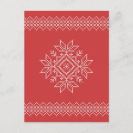 Red christmas embroidery snowflake art säsong vykort