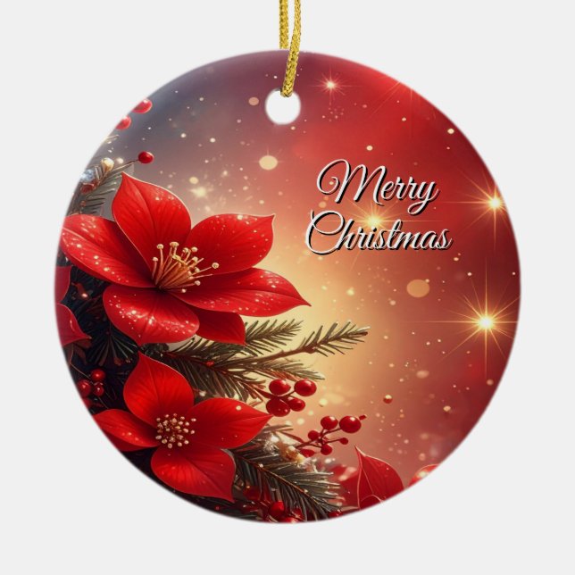 Red Christmas Floral Holiday Ornament (Framsidan)