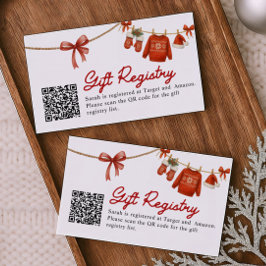 Red Christmas Gift QR Code Registry Card Tilläggskort
