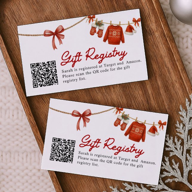 Red Christmas Gift QR Code Registry Card Tilläggskort (Skapare uppladdad)