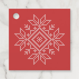 Red christmas joy embroidery snowflake gåvor etiketter