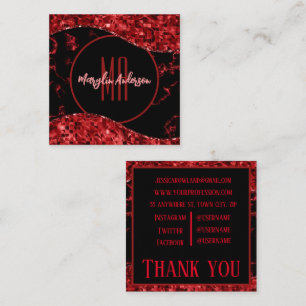RED CHRISTMAS MARBLE OCH SHIMMER ANPASSNINGSBAR MO FYRKANTIGT VISITKORT