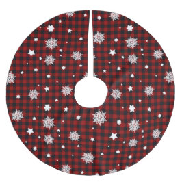Red Christmas Pattern Julgransmatta Borstad Polyester