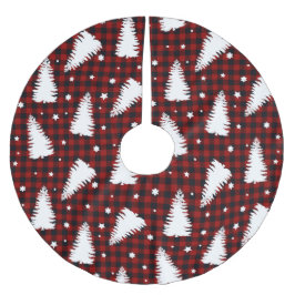 Red Christmas Pattern Julgransmatta Borstad Polyester