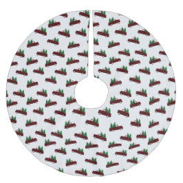 Red Christmas Pattern Julgransmatta Borstad Polyester