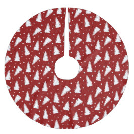 Red Christmas Pattern Julgransmatta Borstad Polyester