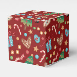 Red Christmas Pattern Party Favor Small Gift Box Presentaskar