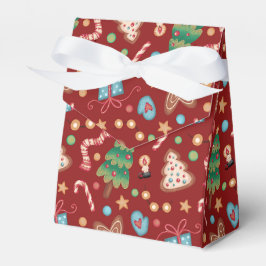Red Christmas Pattern Tent Party Favor Gift Box Presentaskar