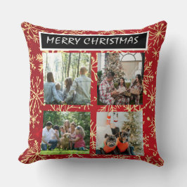 Red Christmas Patterns  4 Photo Collage Kudde