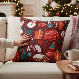Red Christmas Pillow – Festive Holiday Design Kudde