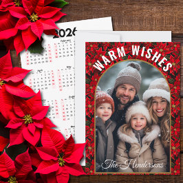 Red Christmas Poinsettia Custom Photo Calendar Julkort