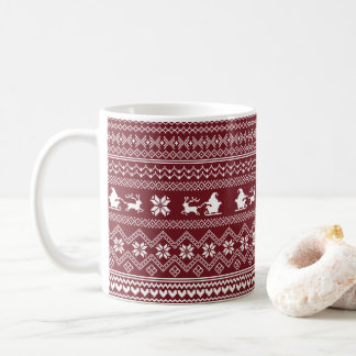 Red Christmas Santa Claus Sweater Pattern Kaffemugg