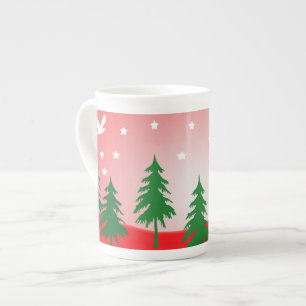 Red christmas snö benporslin mugg