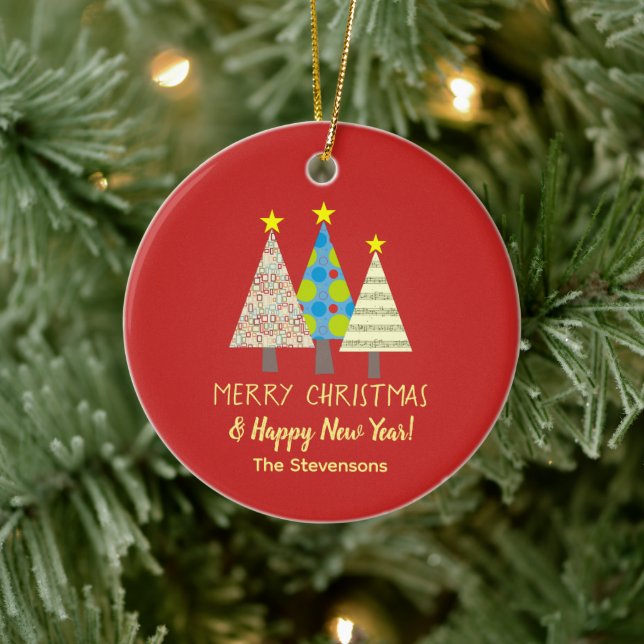 Red Christmas Tree Family Name Julgransprydnad Keramik (Träd)