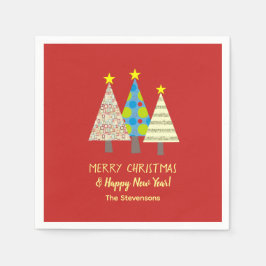 Red Christmas Tree Personalized Pappersservett