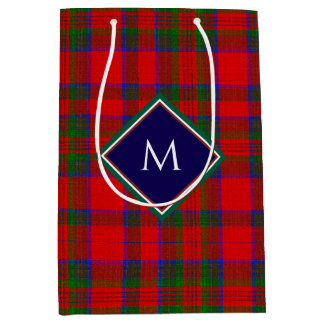 Red Christmas Wool Texture Plaid with Monogram