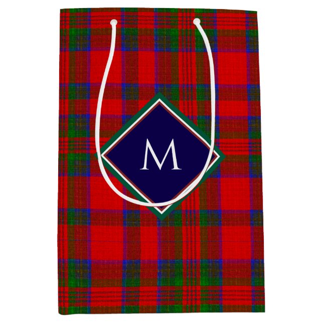 Red Christmas Wool Texture Plaid with Monogram (Framsidan)