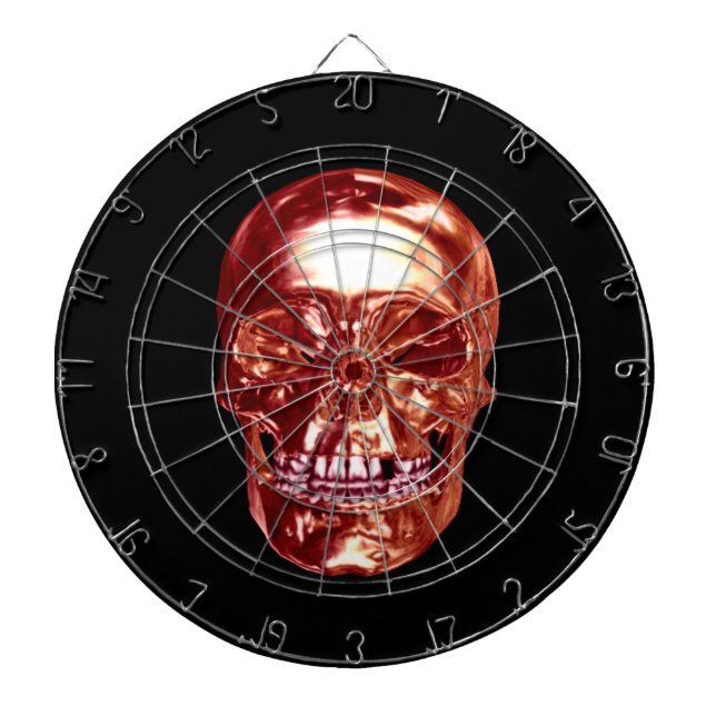 Red Chrome Skull Dart Board Darttavla (Framsidan)