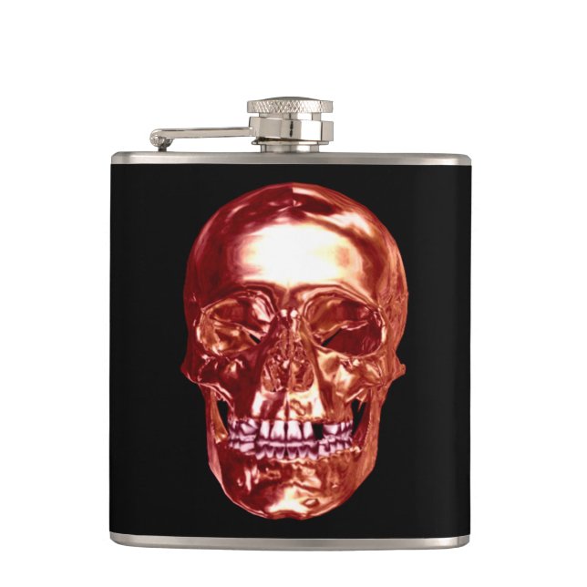 Red Chrome Skull-flagga Fickplunta (Framsidan)