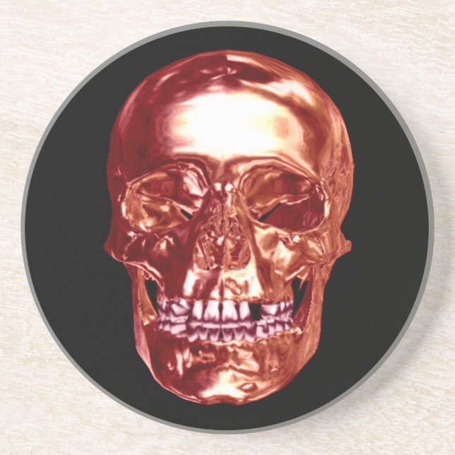 Red Chrome Skull Underlägg Sandsten (Framsidan)