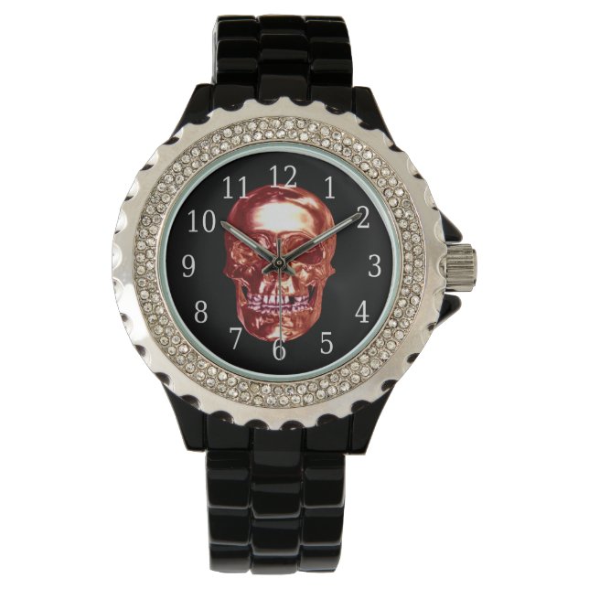 Red Chrome Skull Watch Armbandsur (Framsida)