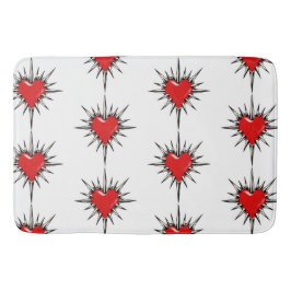 Red Chrome Spiked Heart Sigil Bath Mat Badrumsmatta