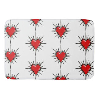 Red Chrome Spiked Heart Sigil Bath Mat Badrumsmatta