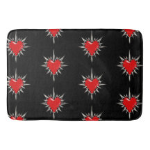 Red Chrome Spiked Heart Sigil Bath Mat