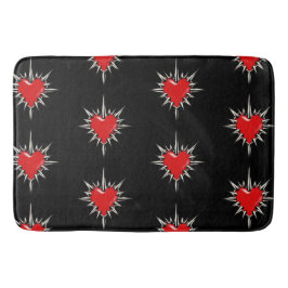 Red Chrome Spiked Heart Sigil Bath Mat Badrumsmatta