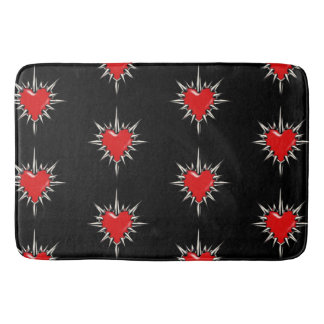 Red Chrome Spiked Heart Sigil Bath Mat Badrumsmatta