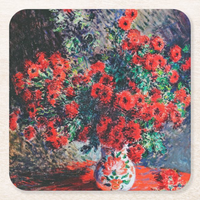 Red Chrysanthemum, Monet Underlägg Papper Kvadrat (Framsidan)