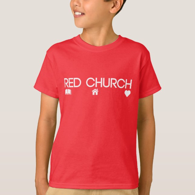 RED Church Three Pillars (barn) T Shirt (Framsida)