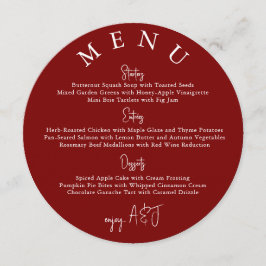 Red Circle Modern Simple Wedding Menu Meny