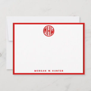 Red Circle Monogram Font DIY BG Tack Kort